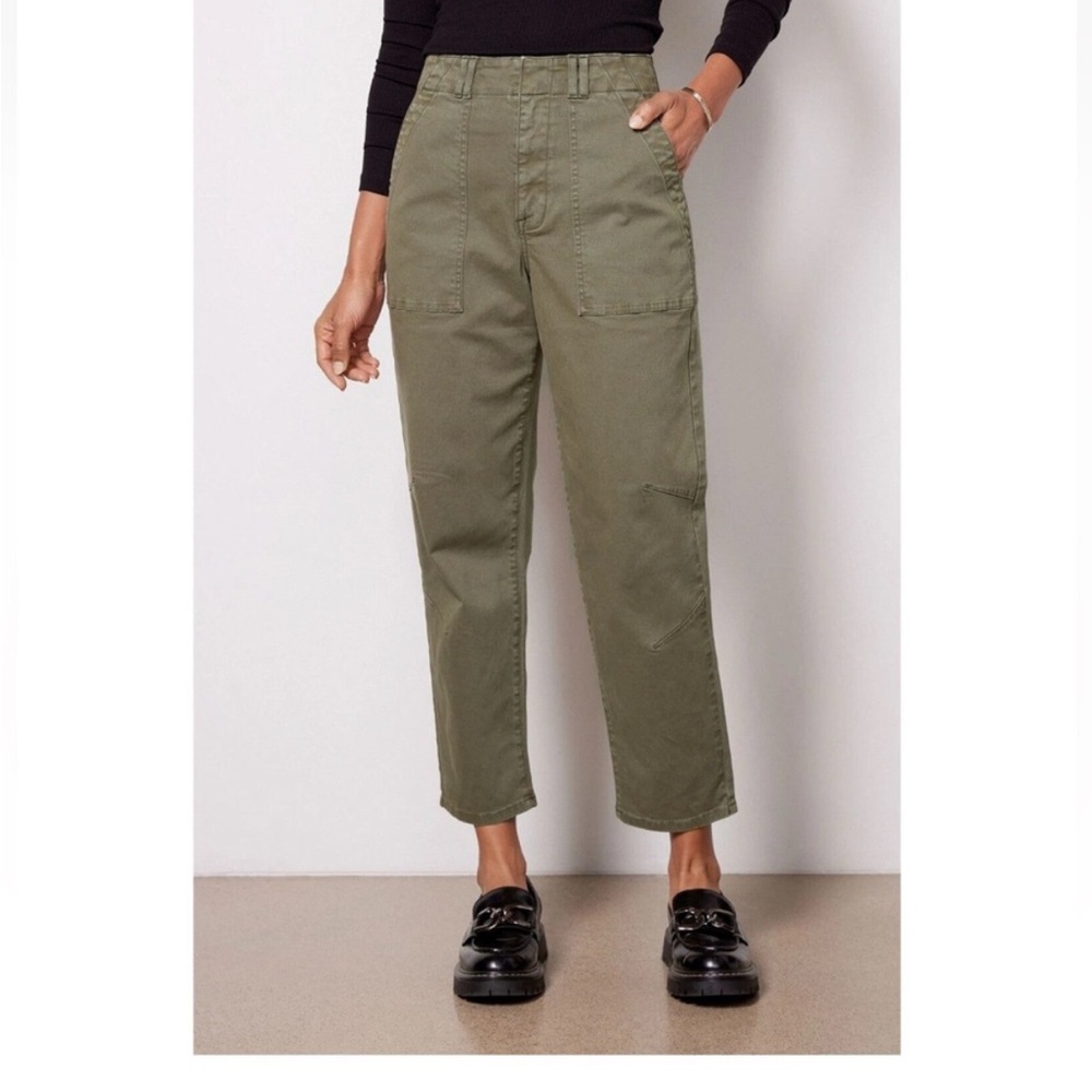 Pistola High-Rise Pants, Khaki Green, Size 28, Excellent Condition